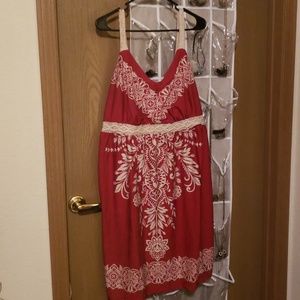 Size 3(plus size) red & cream paisley dress